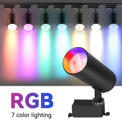 RGB reflektor szynowy LED 7 zestaw kolorów etap oprawa oświetleniowa 220V Rail Spot Led lampy Neon Bar KTV najlepszy wystrój oświetlenie drogi