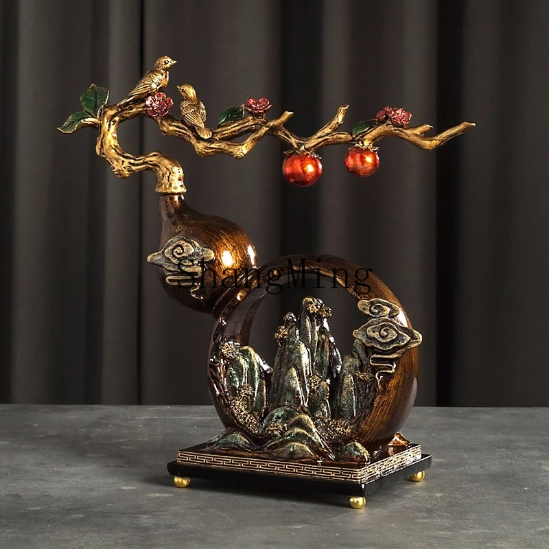 

FG Everything Persimmon Ruyi Gourd Ornament Persimmon New Chinese Entrance TV Cabinet Lucky Gifts
