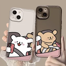 Funny Animal Drive Dog Couple Phone Case for IPhone 16 15 14 13 11 12 Pro Max 7 8 Plus SE X XS Clear Aesthetic Soft Cover Fundas