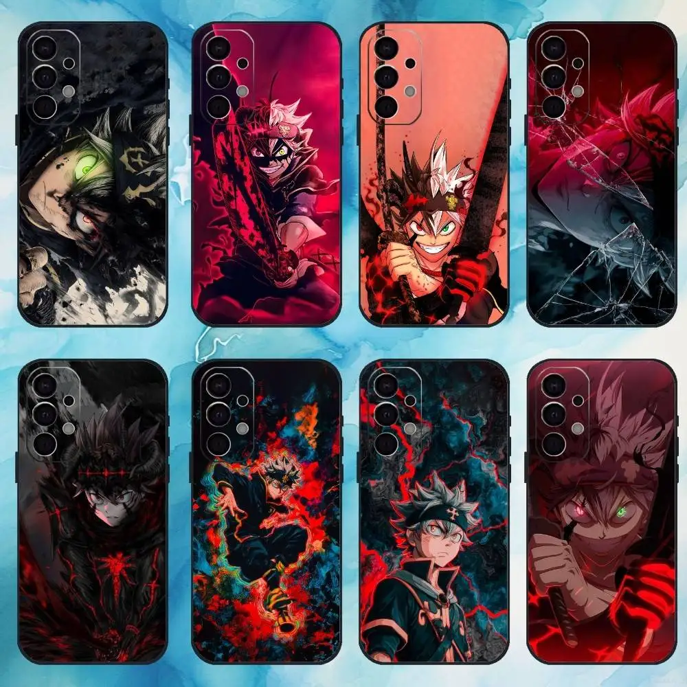 

B-Black A-Asta Clover Phone Case For Samsung S25,S24,S21,S22,S23,S30,Ultra,S20,Plus,Fe,Lite,Note,10,9,5G Black Cover