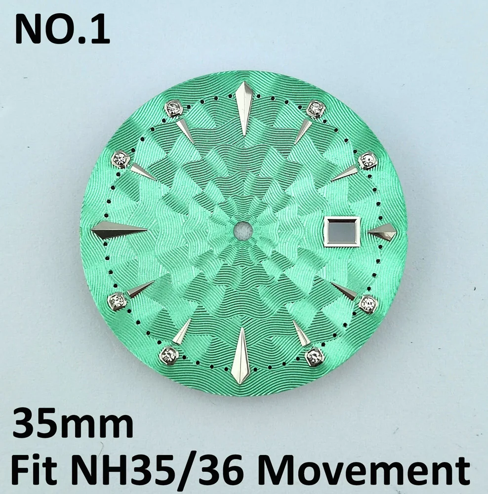 35mm Watch Dial NH35 Dial Cocktail Dial Watch Replacement Parts Diamond Dial Support For NH35/NH36 Movement Customized Logo