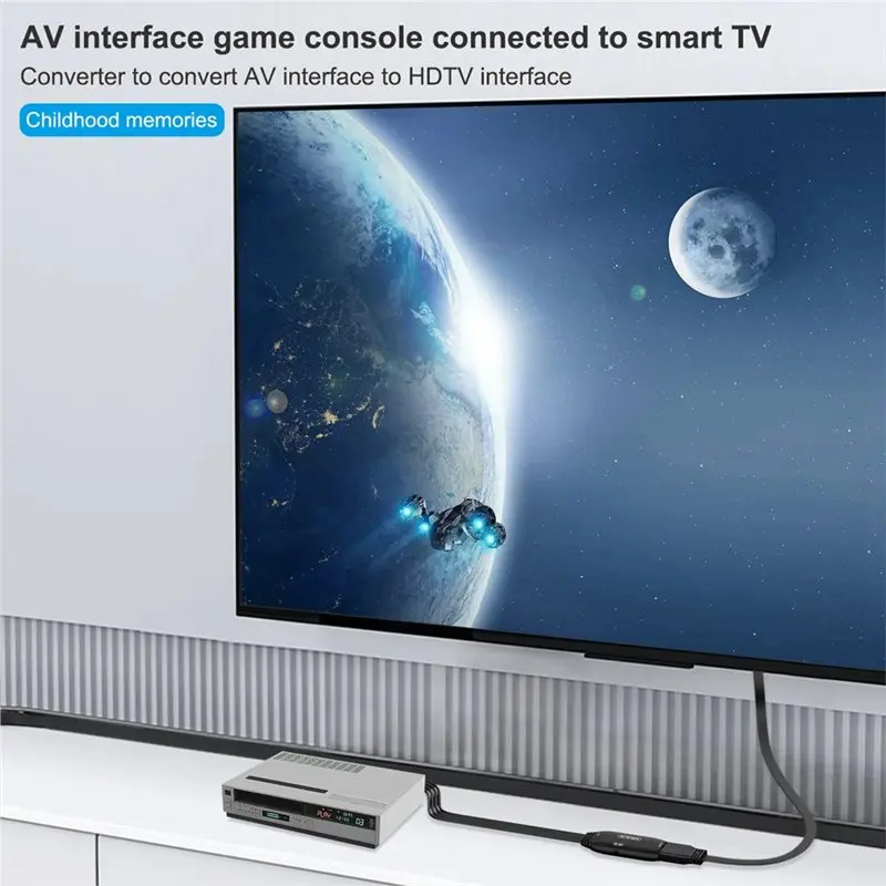 A31T 3RCA to -Compatible Converter AV to HDTV 1080p Video Audio Adapter for RCA Composite & HD Cable