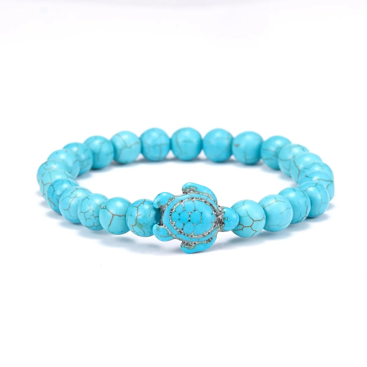 Kreative Blau Naturstein Meeresschildkröte Perlen Armband Für Frauen Männer Klassische Trendy Tier Schildkröte Elastische Armreif Partei Schmuck