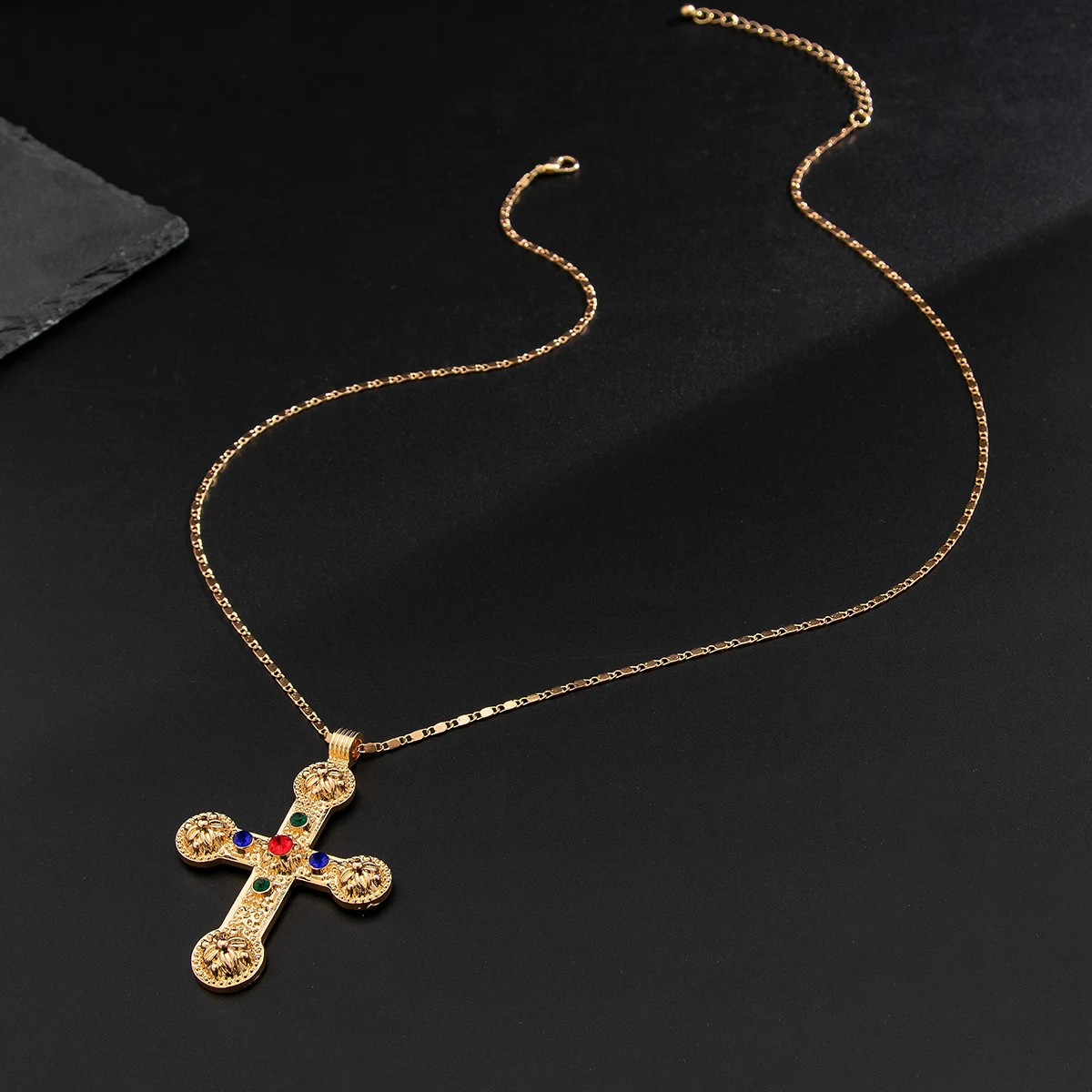 Ingemark Creative Big Cross Jesus Pendant Choker Necklace for Women Men Fashion Statement Goth Long Chain Aesthetic Jewelry Gift