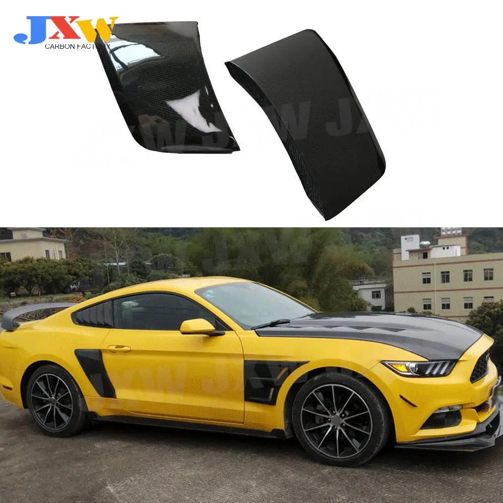 Carbon Fiber Rear Fenders Trim Side Scoops Cover For Ford Mustang Coupe 2-Door 2015-2017 2PCS/Set FRP Door Protector Plates