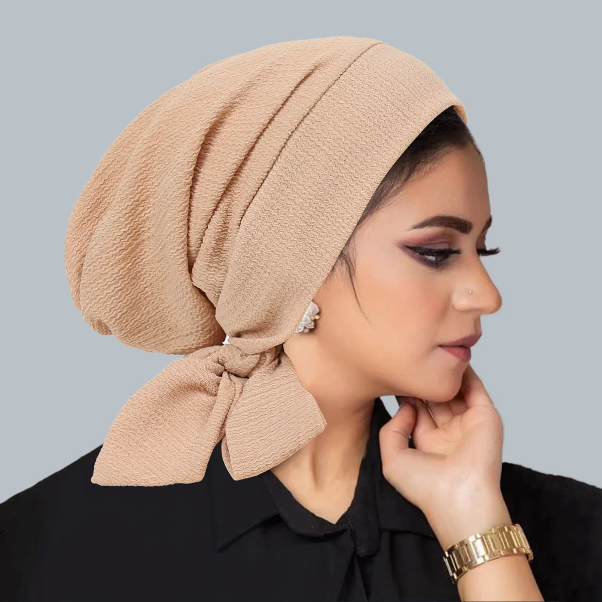 New Pre-Tied Women Hijab Ruffle Turban Chemo Cap Wrap Underscarf Muslim Hair Loss Bonnet Beanies Hat Islamic Headwear Wrap Mujer