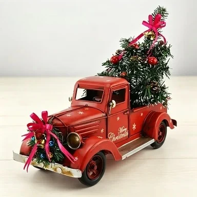 Modèle de camion de Noël rouge vintage FY, sculpture en fer forgé, artisanat en métal, décoration d'intérieur, cadeau d'anniversaire pour enfants
