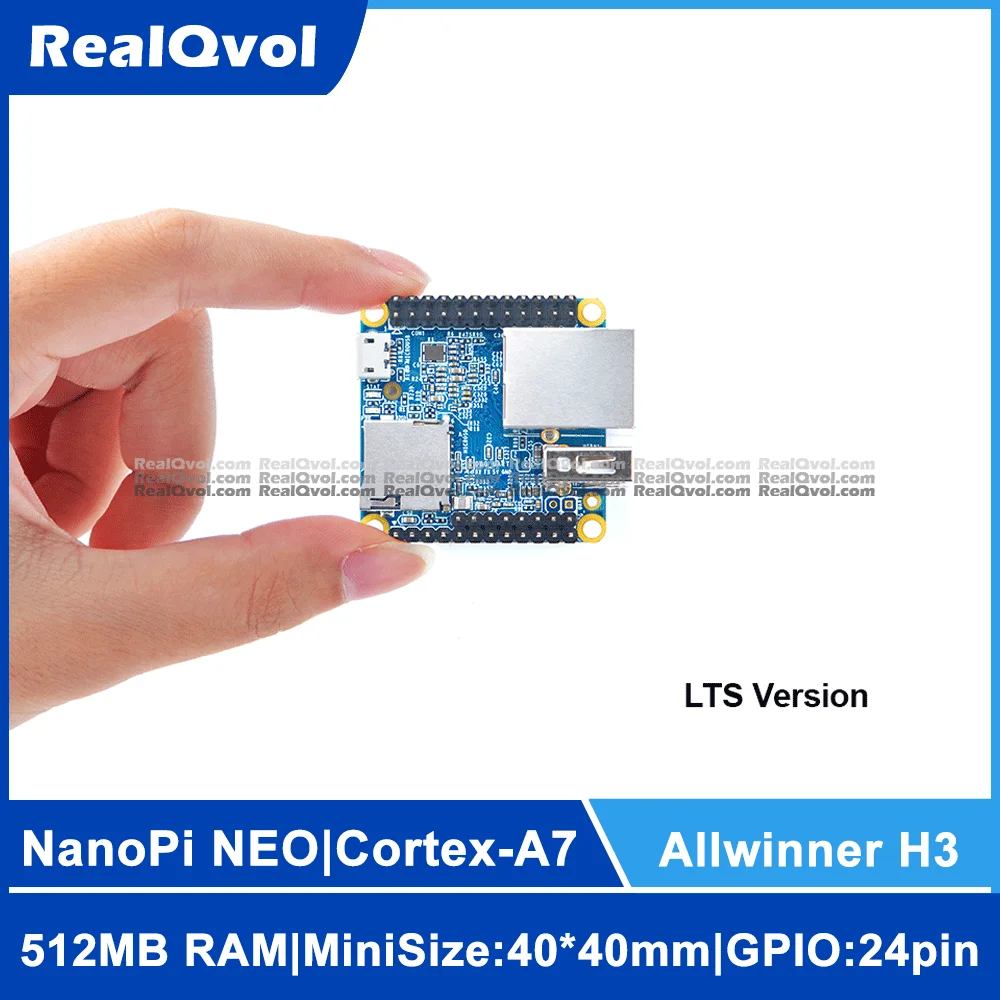 RealQvol FriendlyELEC NanoPi NEO Allwinner H3 Quad-Core A7 Development Board 512MB DDR3/Mini Size 40*40mm/Ubuntu/Debian System