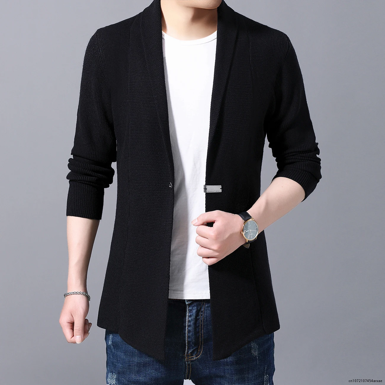 Spring Autumn Cardigan Mens Sweaters Men Casual Cardigan Jacket Man Solid Color Long Sweater Windbreaker Single Button Coats