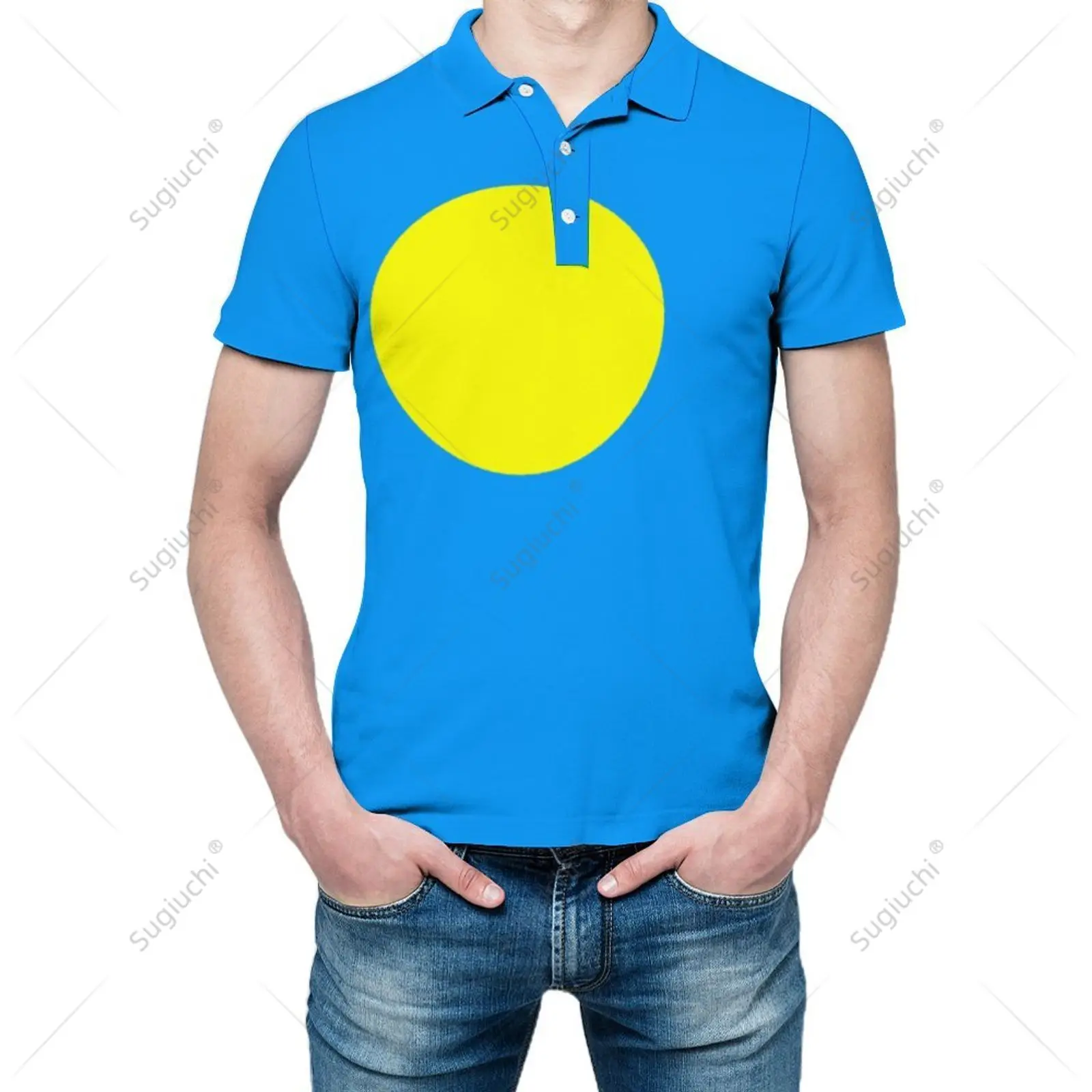 Unisex Polo Shirt Palau Flag 3D Print Man Polo Fashion Clothing Tracksuits Short Sleeves