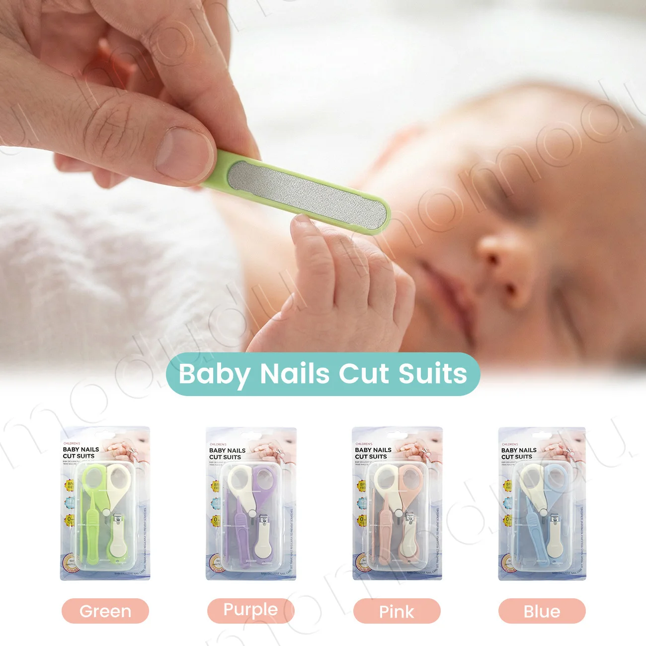 

Набор для ухода за ногтями для новорожденных, 4 предмета: безопасные портативные ножницы, кусачки, пинцет и маникюрный набор для детей в коробке