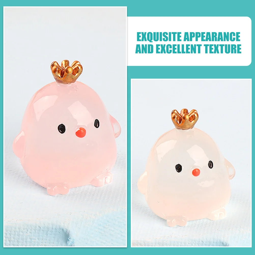 

12pcs Mini Resin Luminous Chicken Glow In Dark Tiny Animal For Garden Yard Lawn Decor Micro Landscape Desktop Home Office