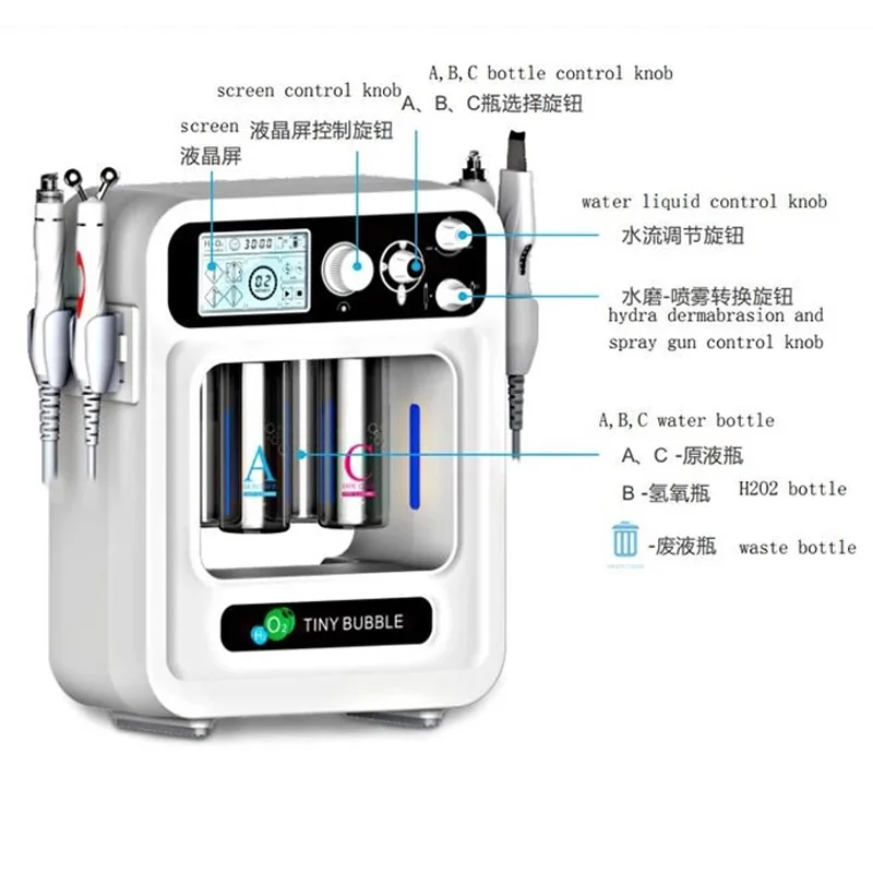 4 IN 1 Aqua Jet Peel Spa Oxygen Infusion H2O2 AquaSure Skin Scrubber Tiny BuBBLE Hydra Dermabrasion Facial Machine