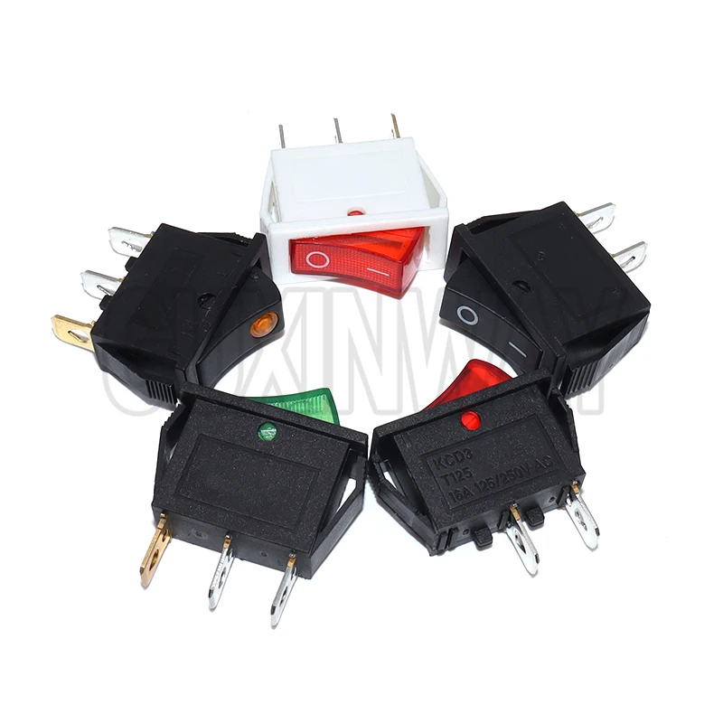 1PCS KCD3 2단 3핀 전기 장비 조명 포함 전원 스위치 16A 250V / 20A 125V AC 로커 스위치 ON-OFF ON-OFF-ON