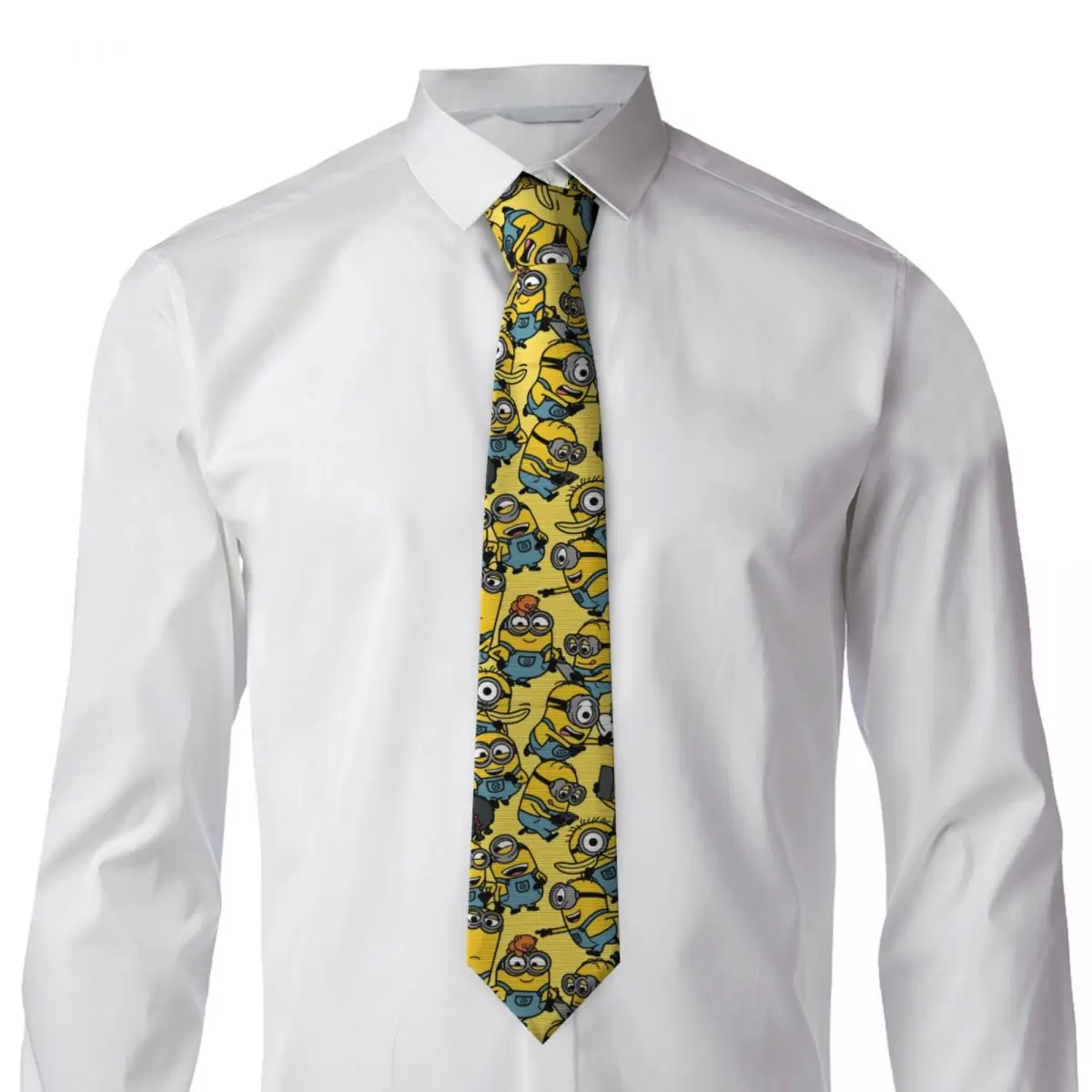 Custom M-Miniones- Anime The Rise Of Gru Necktie Men Silk Cartoon Pattern Neck Tie for Office