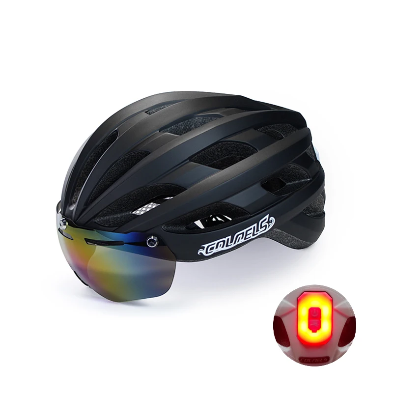 

COLNELS Bike Helmet Magnetic Suction Goggles Outdoor Sports Integrally-molded Cycling Helmet LED Warning Light Bicycle Helmet