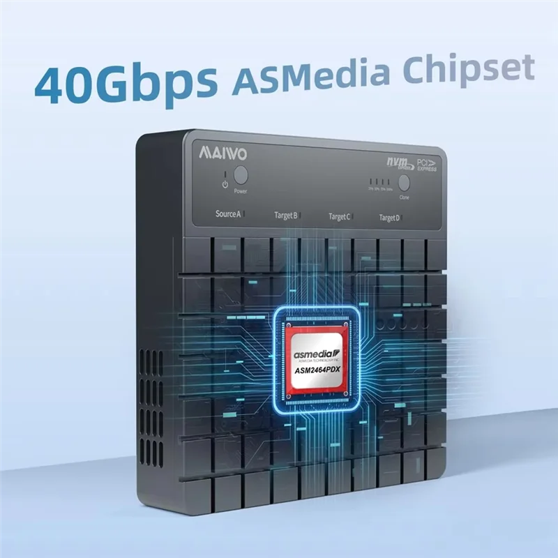 MAIWO 4 Bay USB4.0 40Gbps M.2 Nvme SSD Enclosure Compatible M.2 To Type-C 4.0 32TB Solid State Drive Case
