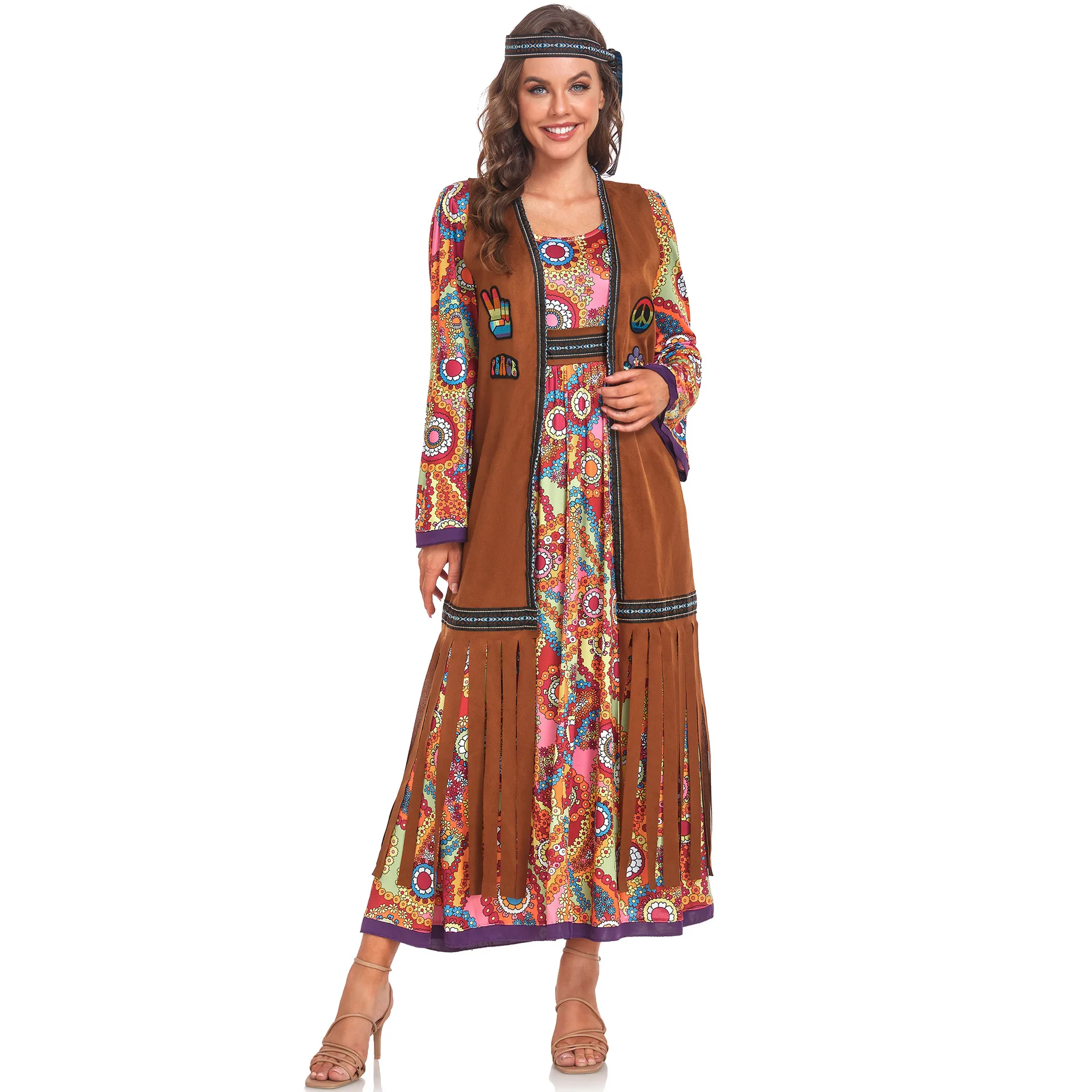 M-XL Music Festival 70s Disco Country Singer Costume Hippie Performance Outfit Indian Clothing