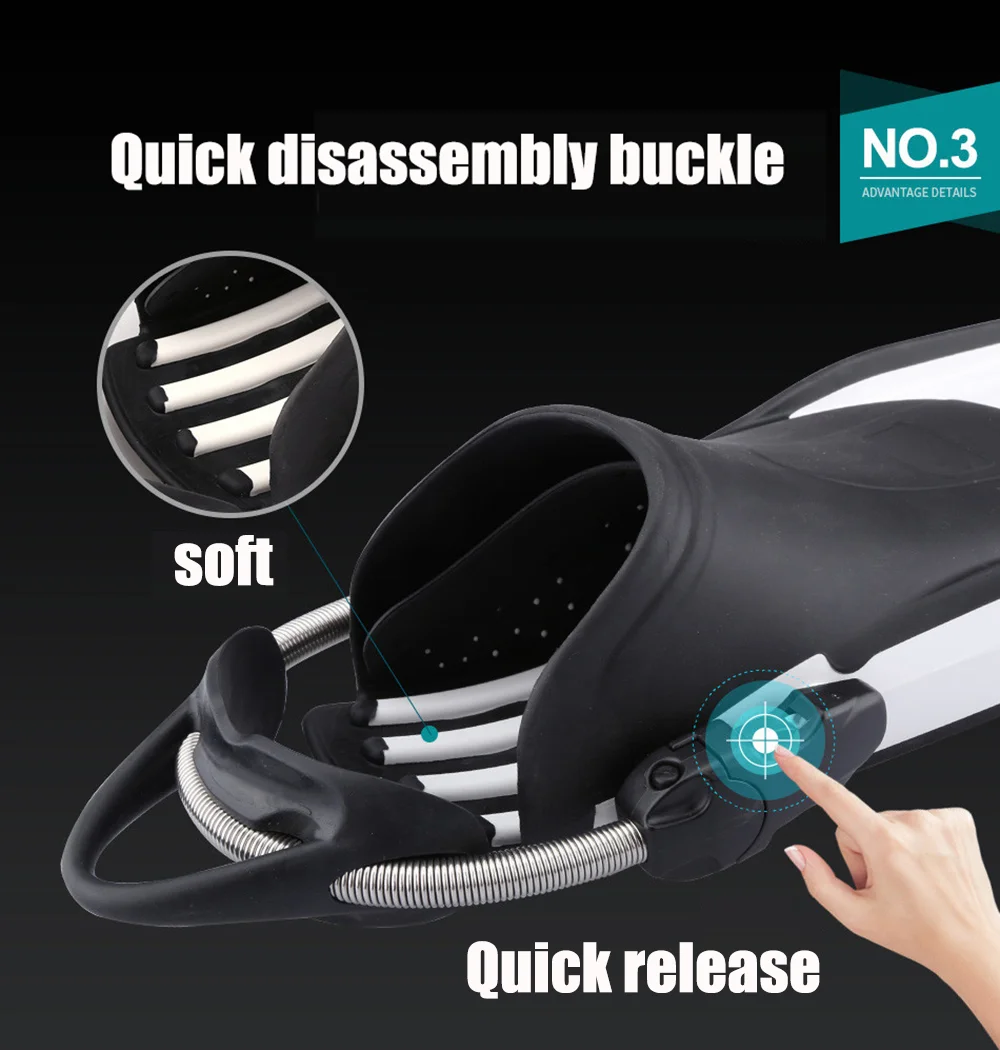 HOTDIVE Quick-release Open-heeled Adjustable Spring Professional Scuba Diving Flippers Free Diving Fins