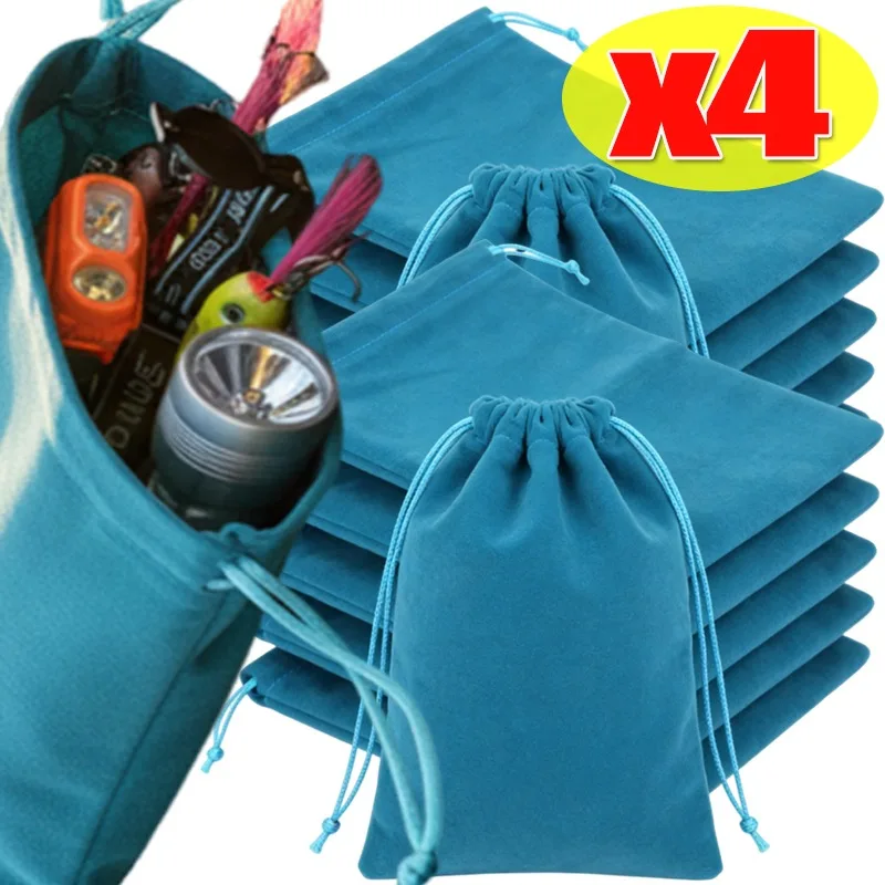 Multi-functional Fishing Tackle Fleece Storage Bag Portable Drawstring Fishing Wheel Protection Bag Fish Accessory Storage Bag