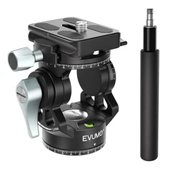 EVUMO H3R Mini Fluid Head Panoramic Camera Video Hydraulic Head Tripod Arca Swiss Q.R Plate for Dslr Camera Tripod Max Load 4kg