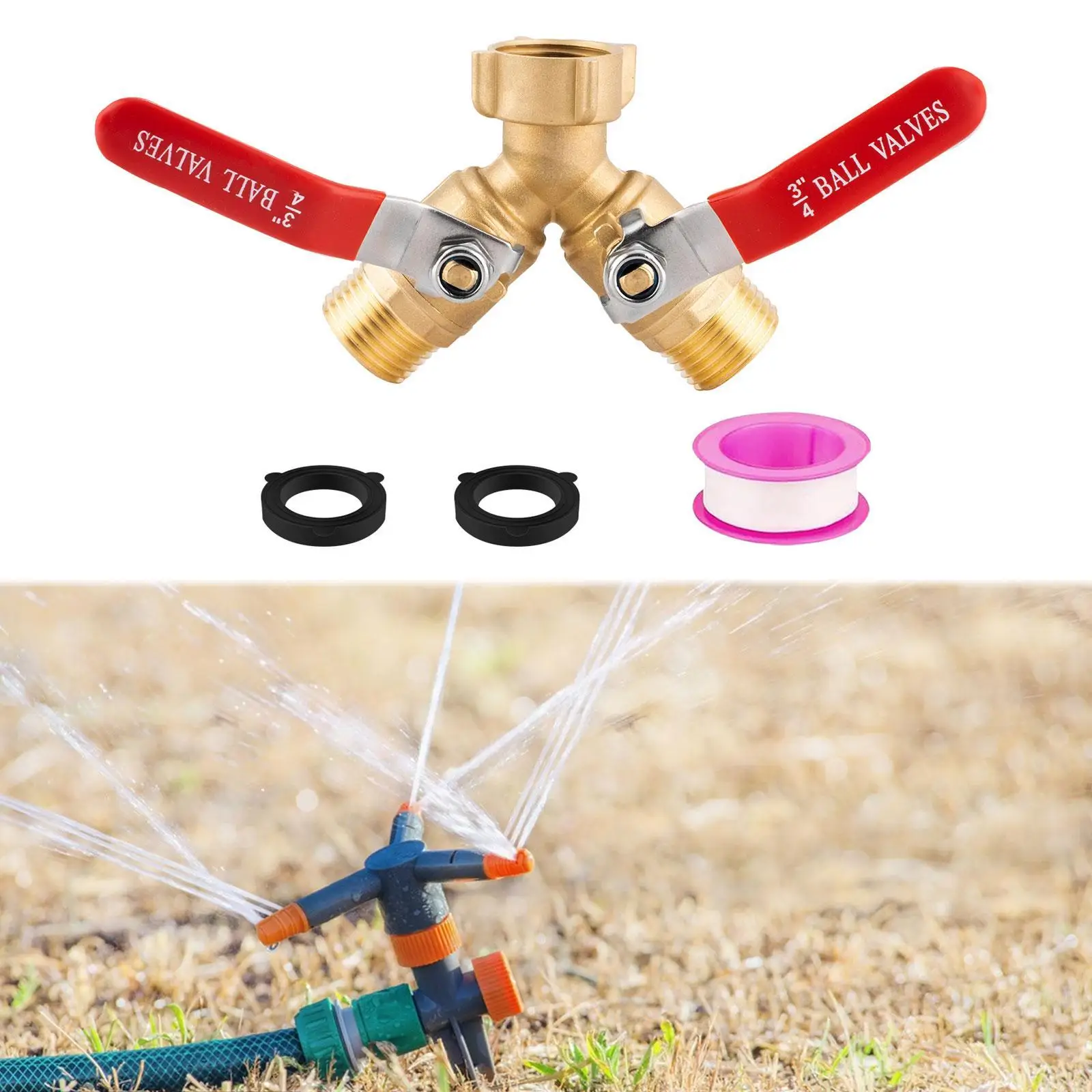 

2-ходовой разветвитель садового шланга, адаптер для крана с длинной ручкой, Y-образный клапан, 3/4 дюйма, Ght резьба, наружный разъем для шланга с полным расходом Y