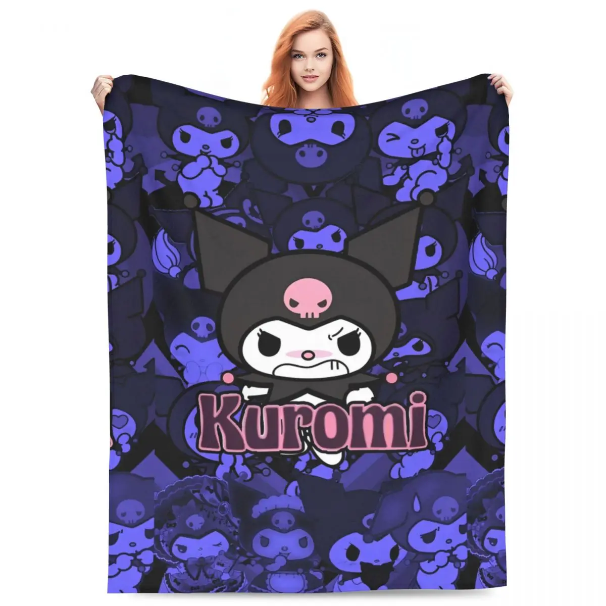 MINISO Kuromi Kawaii Halloween Blanket Anime Y2K Quality Soft Warm Bedding Throws Winter Girls Boys Outdoor Funny Bedspread