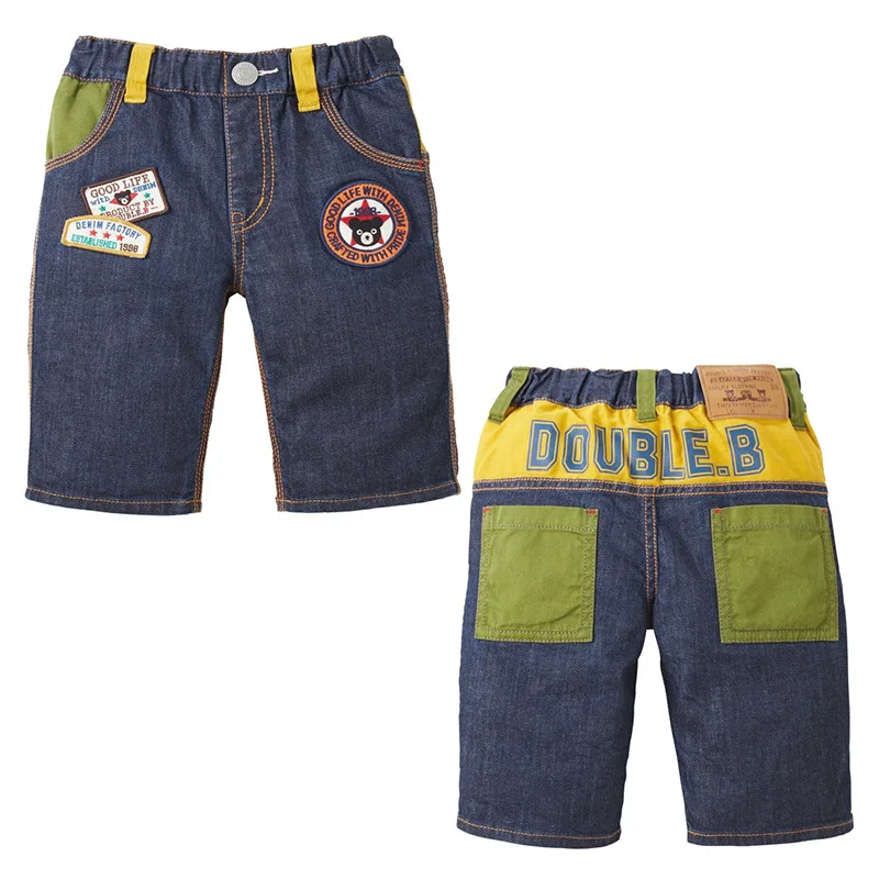 Summer New Boys' Pants Cartoon Black Bear Emblem Embroidered Denim Shorts Capris Kids Casual Jeans Roupa Infantil Pra Menino