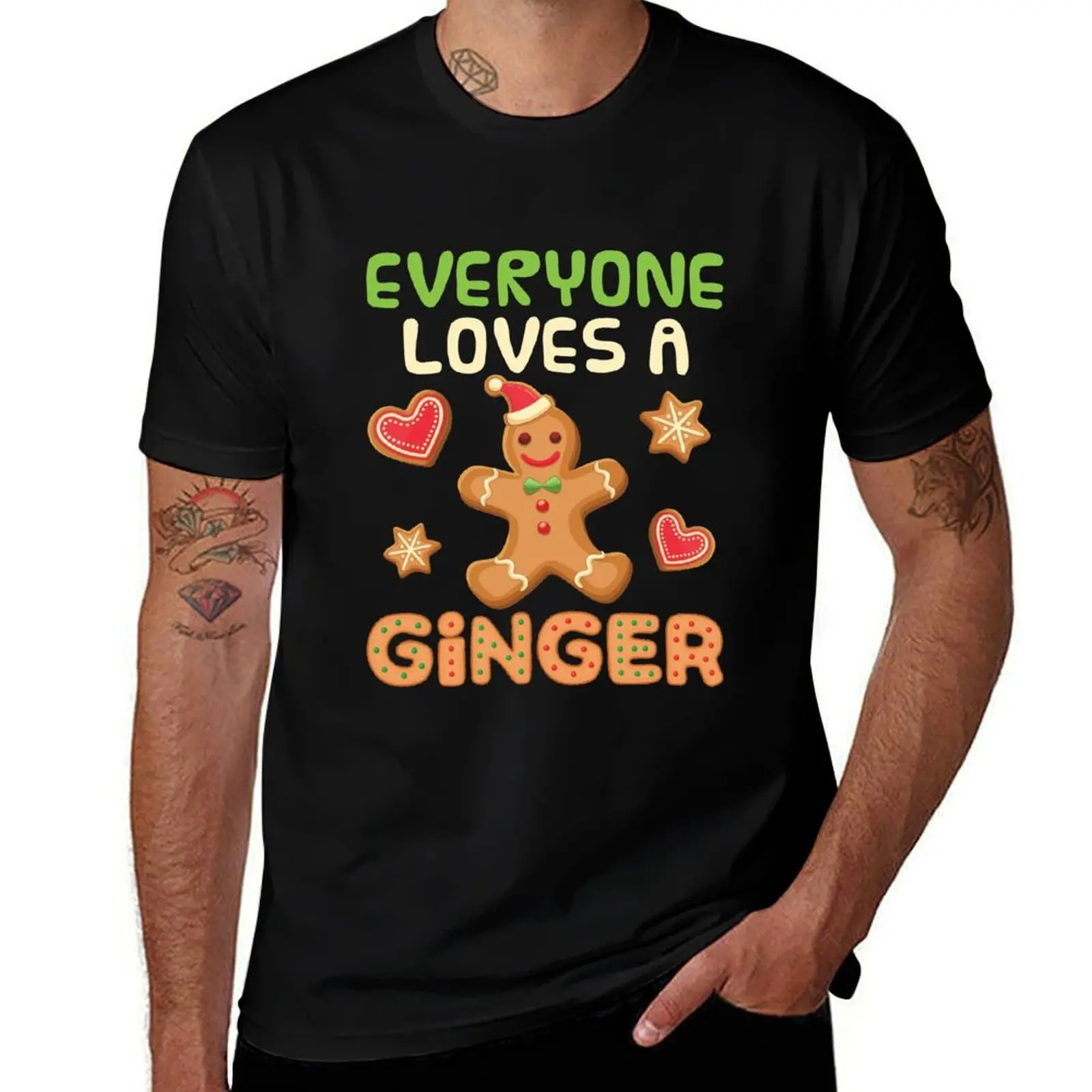 

Gingerbread Man Everyone Loves a Ginger T-Shirt black cotton t-shirt plain for man package cotton tshirt 100% T-Shirt
