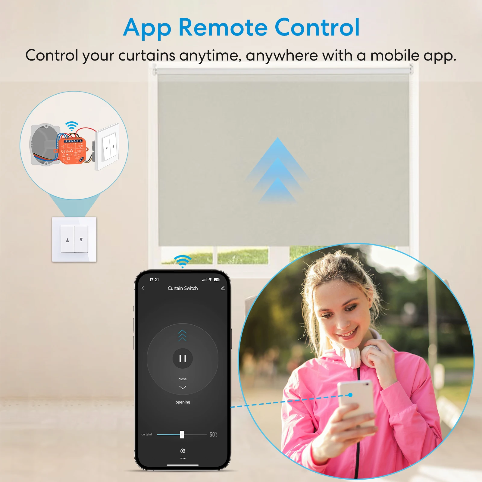 ZigBee-Roller Shutter Blinds Switch, Módulo de Relé, Tuya, Vida inteligente, Porcentagem, Progresso, Controle do temporizador, Google Assistant,