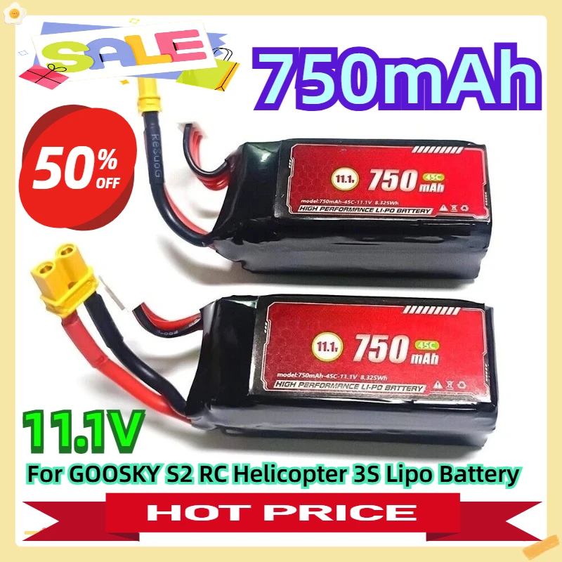 

For GOOSKY S2 RC Helicopter 3S Lipo Battery 750mah 11.1V