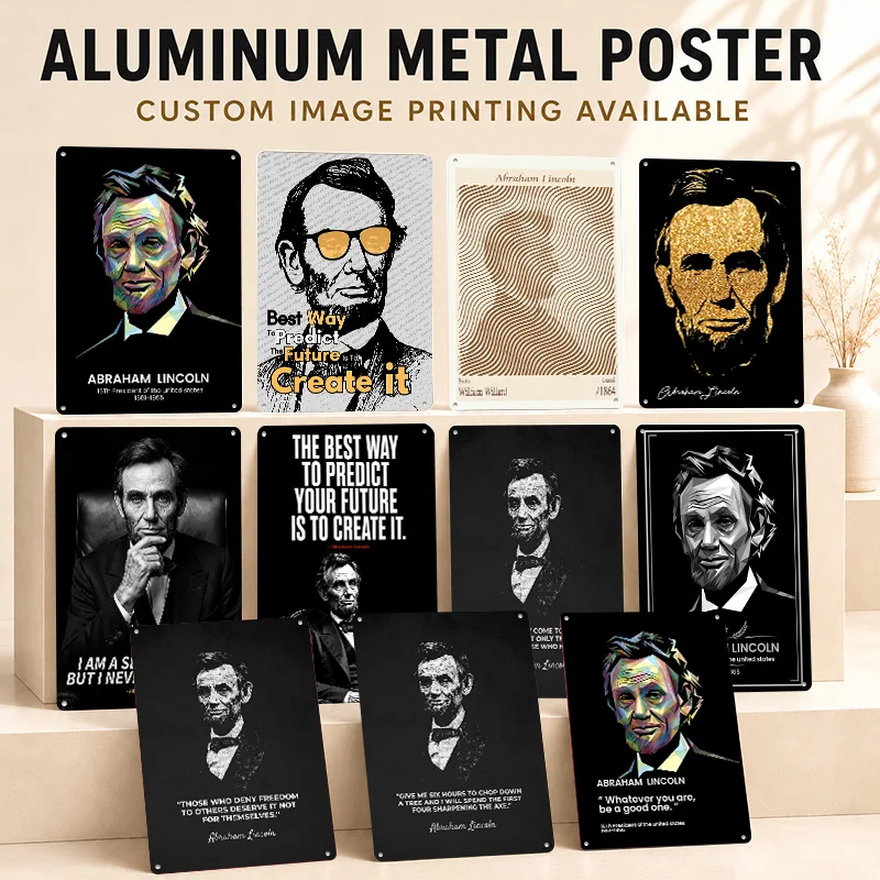 Abraham Lincoln Printed Posters Personalized Metal Sign Collectible Inspirational Leader Persona Wall Art Ideal In Reading Room