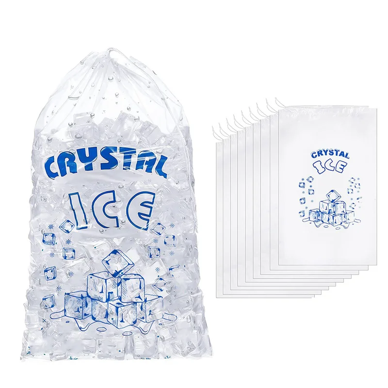 

PA-Ice Bags 8 Lb with Drawstring, 100 Count Ice Bags for Ice Machine, Heavy-Duty Reusable
