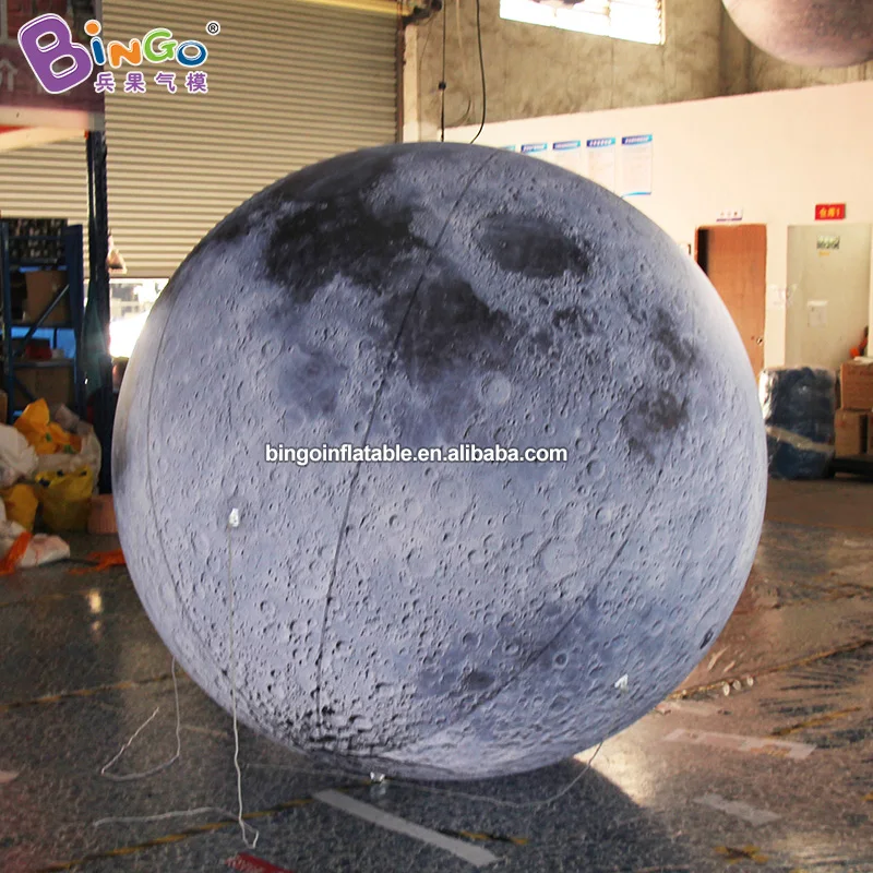 HIGH QUALITY PVC 2m diameter inflatable air sealed moon ball model aerated custom made hanging space theme decoration