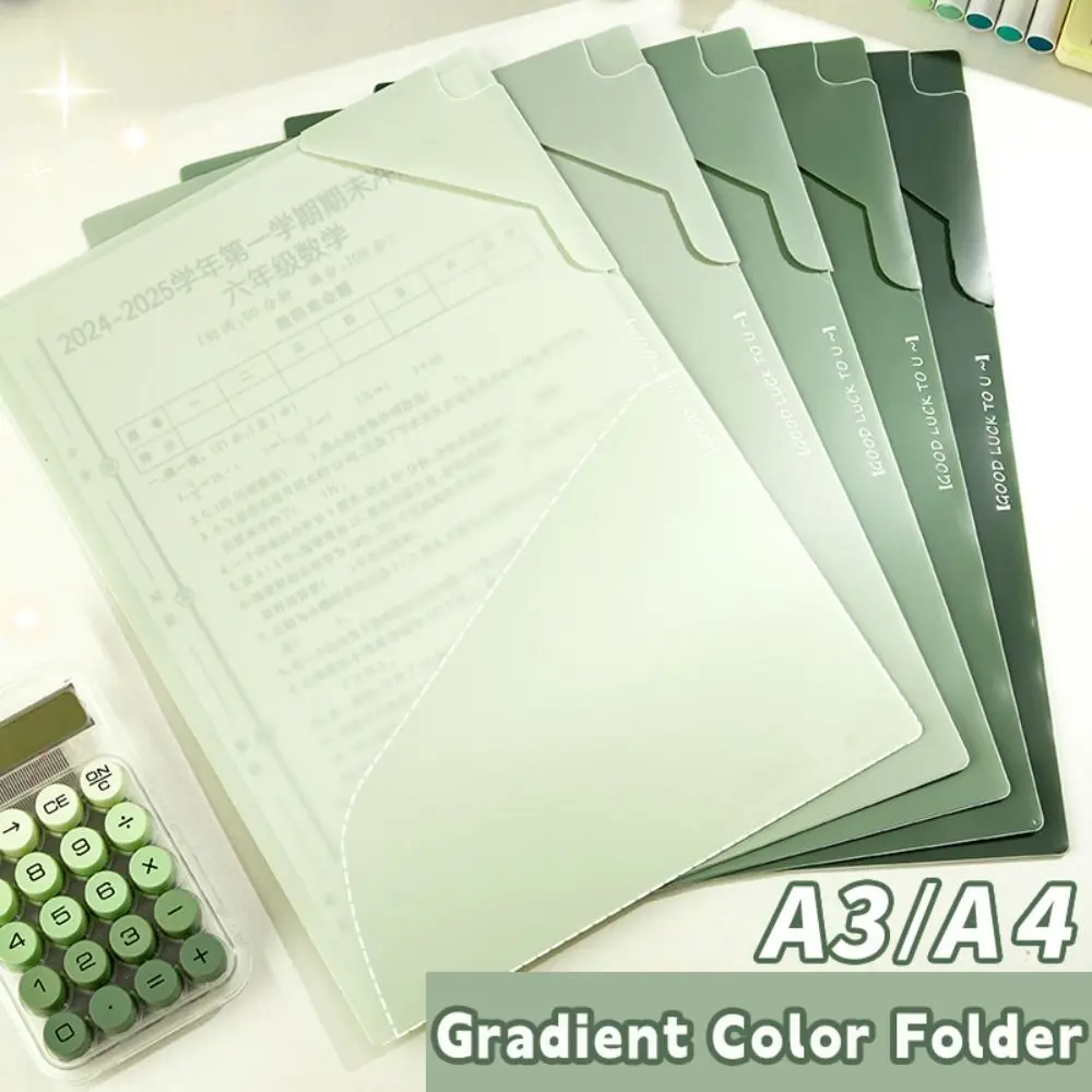 

5PCS/Set A3/A4 File Folder Gradient Color Waterproof Contract Folder Thickened Exam Paper Storage Clip Contract Management