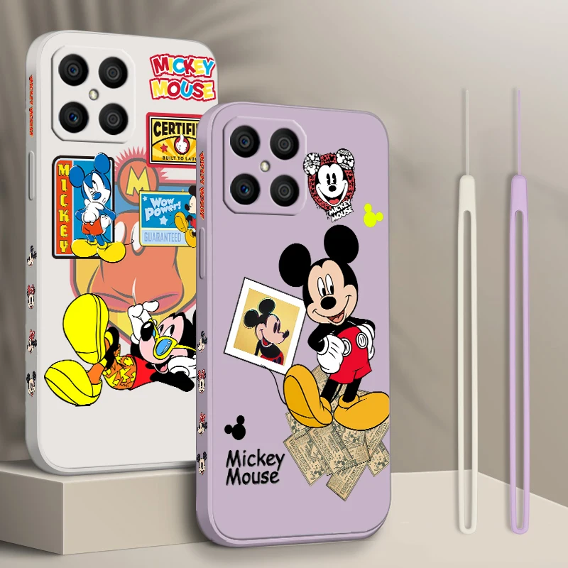 Mickey Mouse Movement For Honoe X10 X9A X8A X8 A7A X7 X6S X6 Magic5 Lite Liquid Left Rope Silicone Soft Phone Case