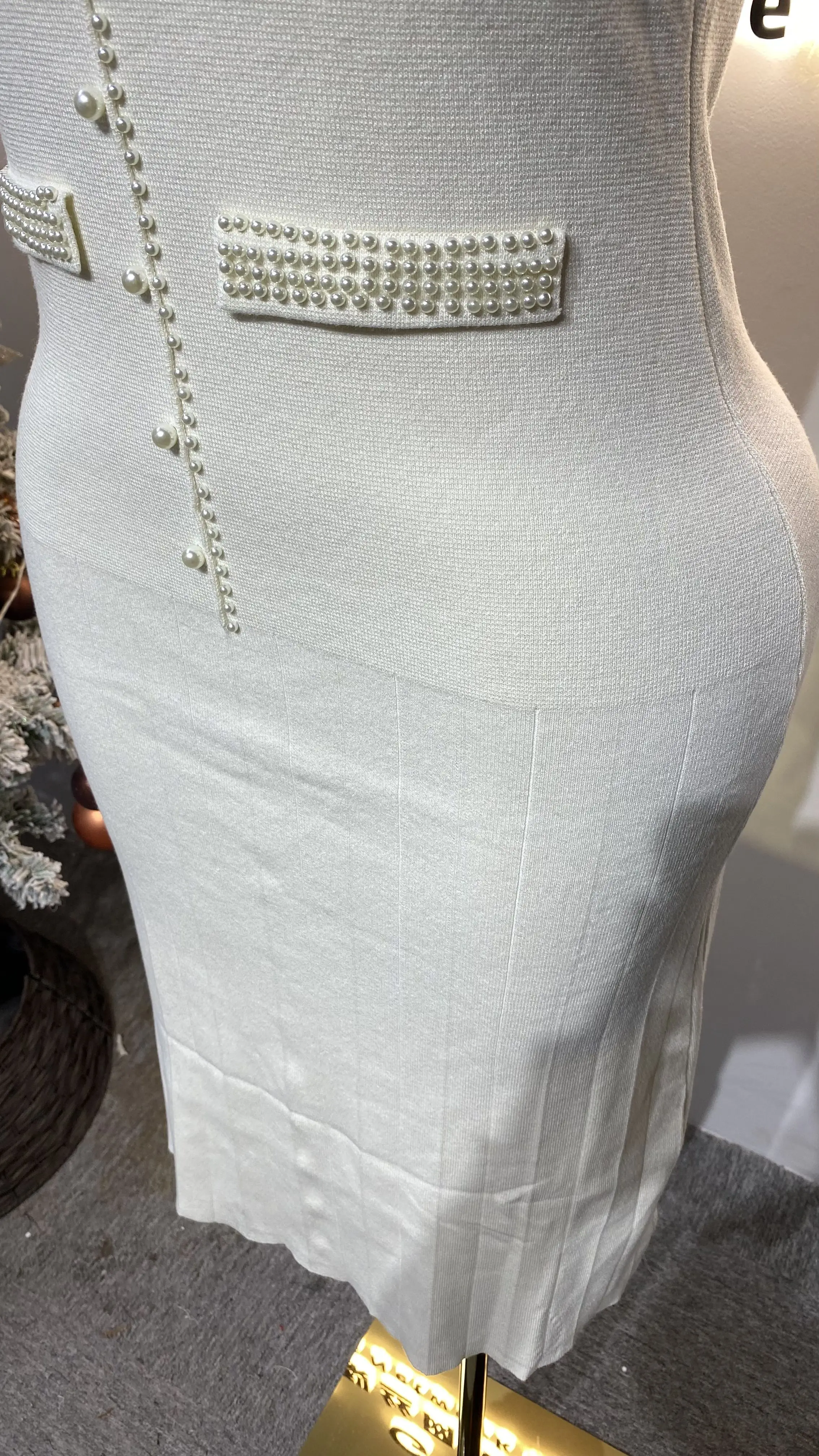 Nowa, elegancka, francuska kamizelka bez rękawów z dzianiny, zdobiona koralikami, dla kobiet, na lato, casualowa, luksusowa i prosta - GZXX305