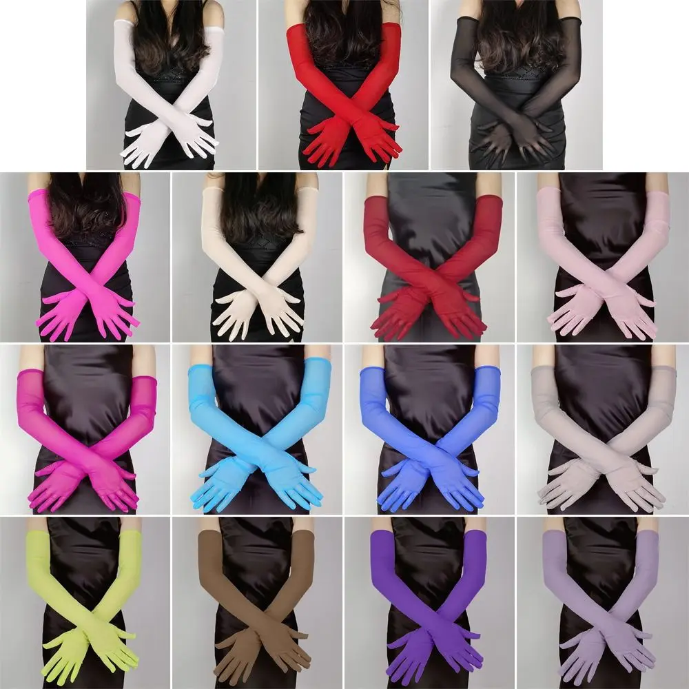 جديد مثير الدانتيل قفازات طويلة 55 سنتيمتر الصيف الدراجات القيادة الشمس قفاز رقيقة متعة اللعوب الشمس حماية الجليد الحرير كم النساء