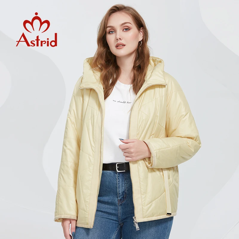 Astrid 2022 Spring Women Parkas Oversize Yellow Short Padded Down Coats Hooded Ribbon Women\'s Jacket Outerwear Quilted AM-10129