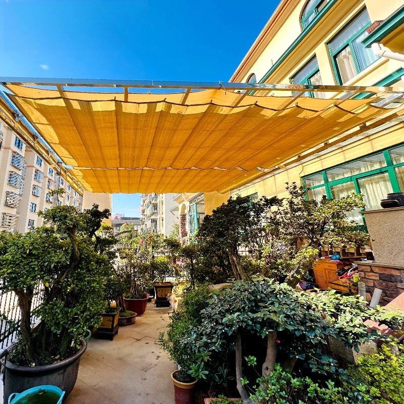 Awning Balcony Courtyard Sun Room Telescopic Wave Canopy Heat Insulation Cooling Mobile Sunscreen Awning