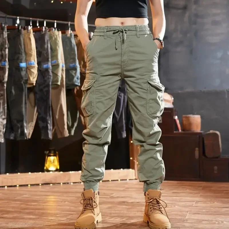 Pantaloni da esterno multitasche Pantaloni cargo da uomo per uomo Khaki Trekking Slim Multi tasche Y2k Pantaloni casual da strada oversize Moda