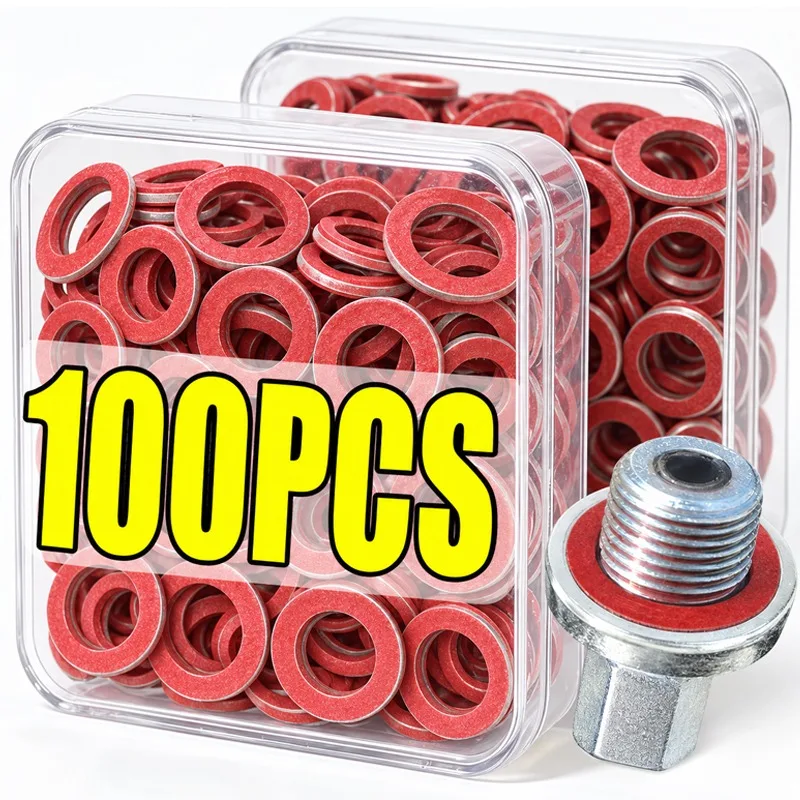 Car Oil Pan Drain Gasket Kit Drainage Bolt Pad Aluminum Oil Drain Plug Gasket Replaceable Washer Seal Set M6 M8 M10 M12 M14 M16