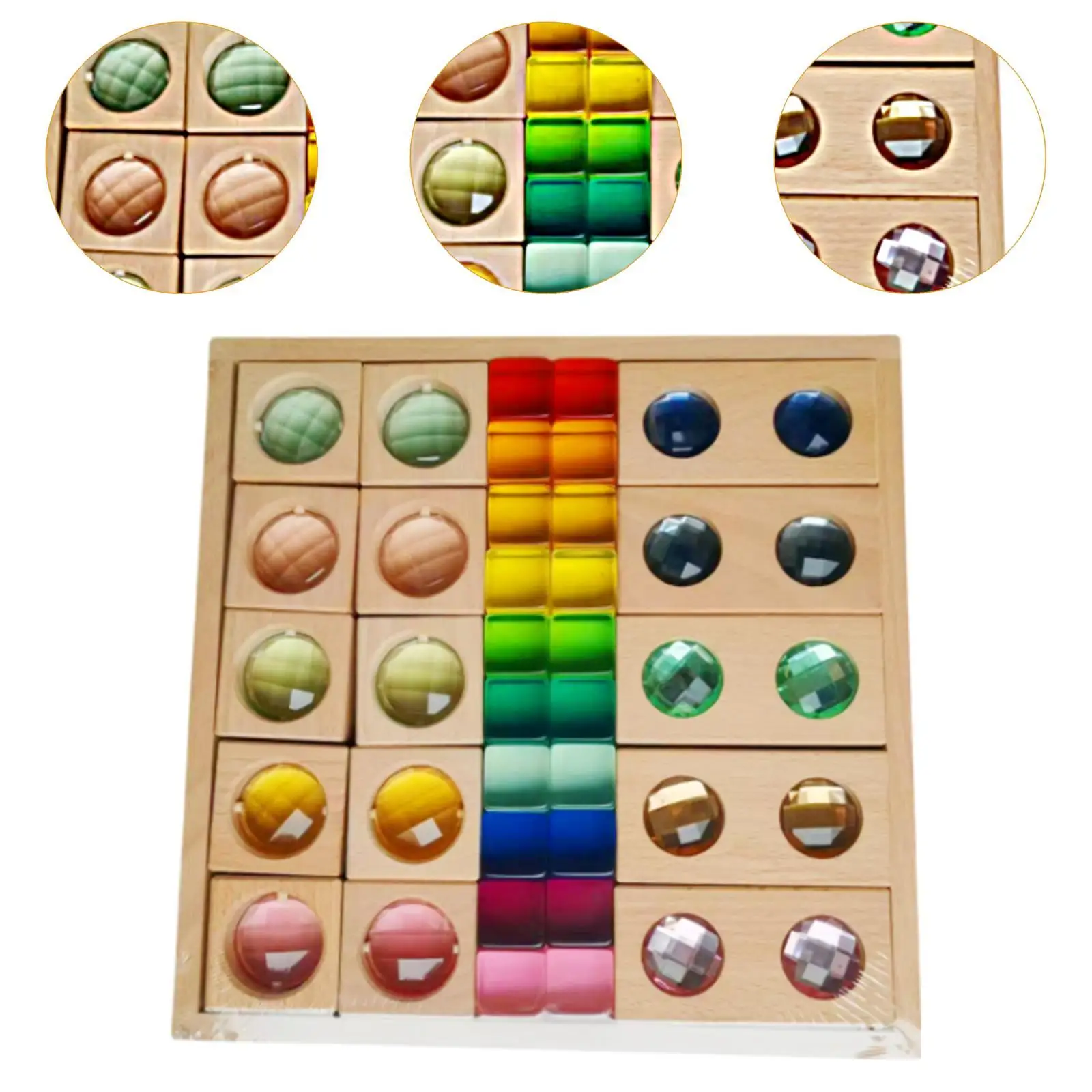 Ensemble de blocs en bois acrylique Montessori pour enfants, jouets colorés, jouets mentaires oriels, empileur arc-en-ciel, cubes de construction, 3 à 6 ans