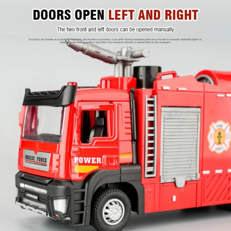1:32 سبيكة محرك الإطفاء مركبة رذاذ الماء شاحنة مطافئ مع الصوت والضوء التراجع الجمود سيارة دييكاست لعبة مجسمة للطفل الكبار