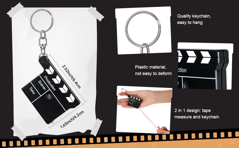24 Sets Filmabend-Partygeschenke: Regieklappe, Maßband, Schlüsselanhänger – Kino-Zubehör als Geschenk für Geburtstag und Hochzeit – Detail 5