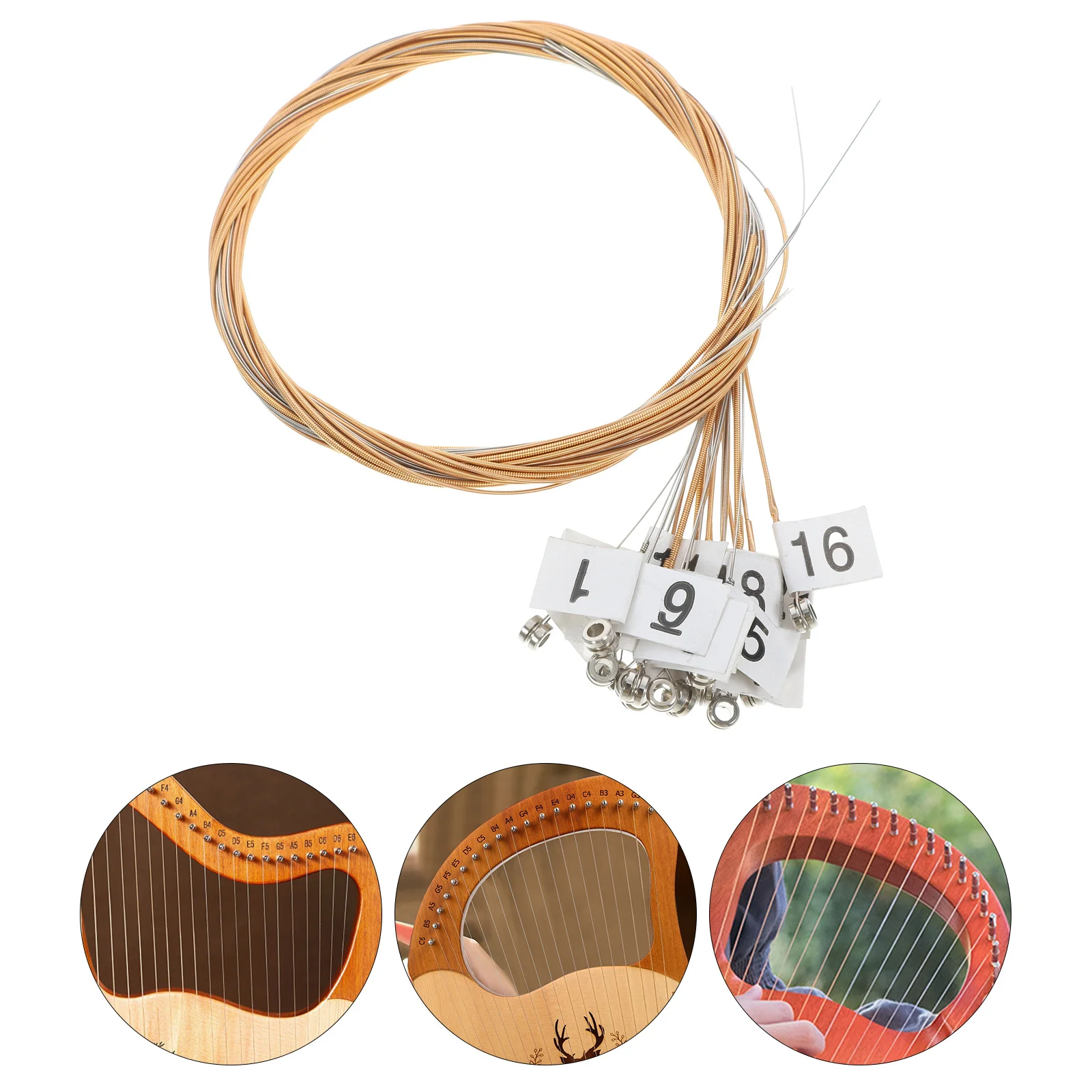 

1 set 1 Set Brass Lyre Strings Metal Music Wire Sturdy Replacement For Classical Lyre Durable String Instrument Parts Kit