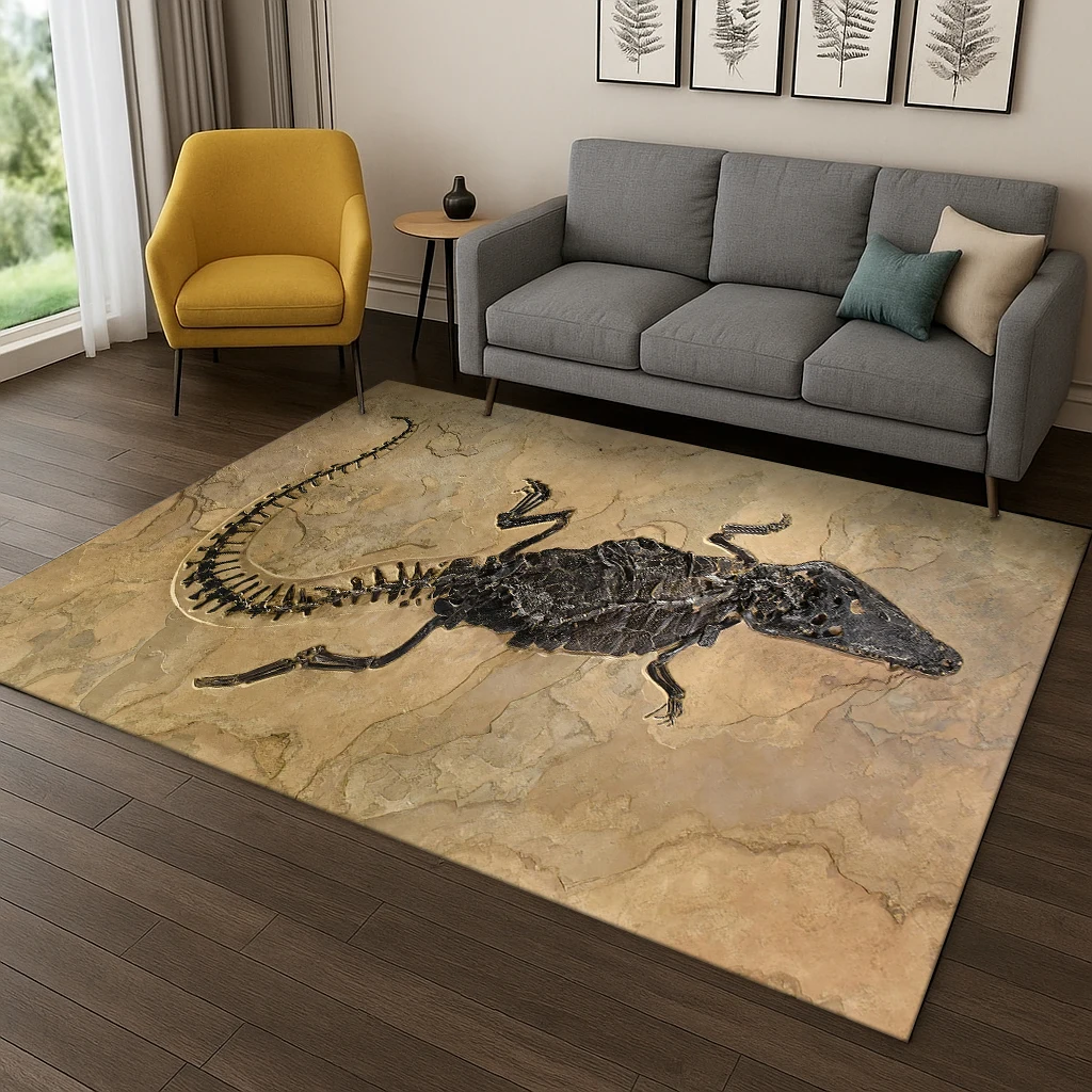 

Dinosaur Fossil Cartoon Carpet Rug for Bedroom Living Room Sofa Doormat Kitchen Home Decor,Kid Game Area Rug Non-slip Floor Mat