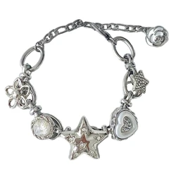 Aesthetic Heart Star Chain Bracelet Stylish Beaded Bracelet Bracelet Charm Bracelet Perfect Gift for Fashion Lover