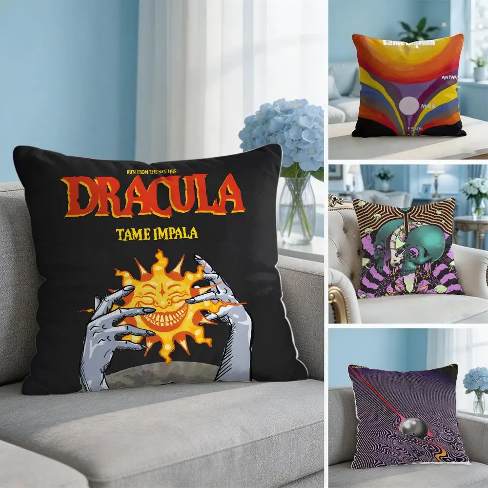 Music Band T-Tame Impala Cushion Cover Soft Short Plush Throw Pillow Cover Hidden Zipper Cutecore Sofa Bedroom Home Decor