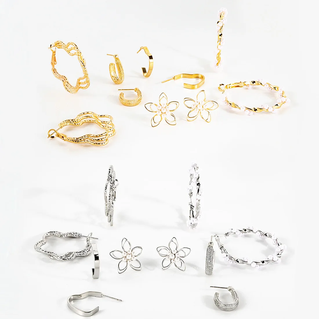 

DIY accessories Cross-border European and American style earrings Earring set Five-piece set Simple fashion flower earrings Wome
